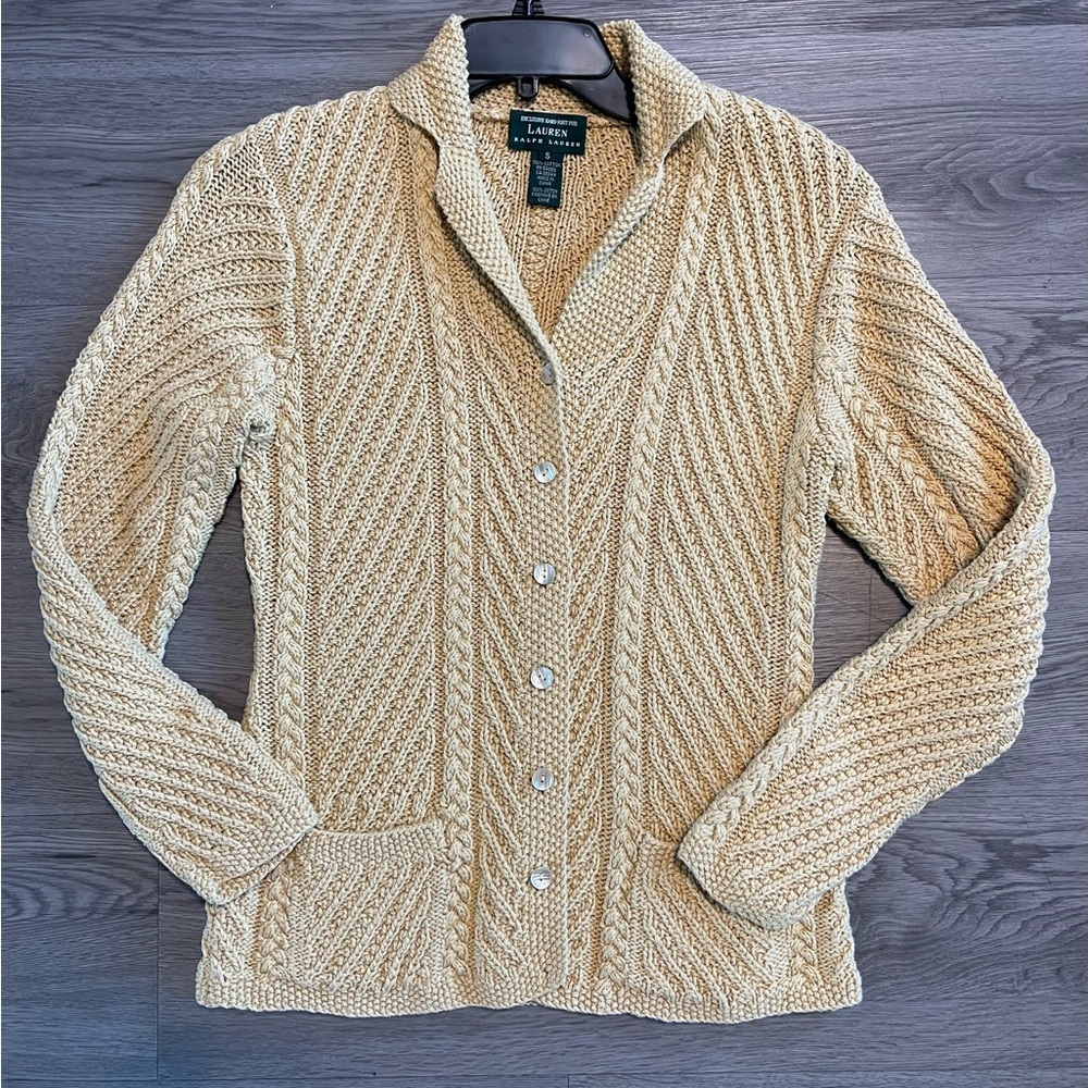 Lauren Ralph Lauren Beige hand knit Cable Knit Sweater